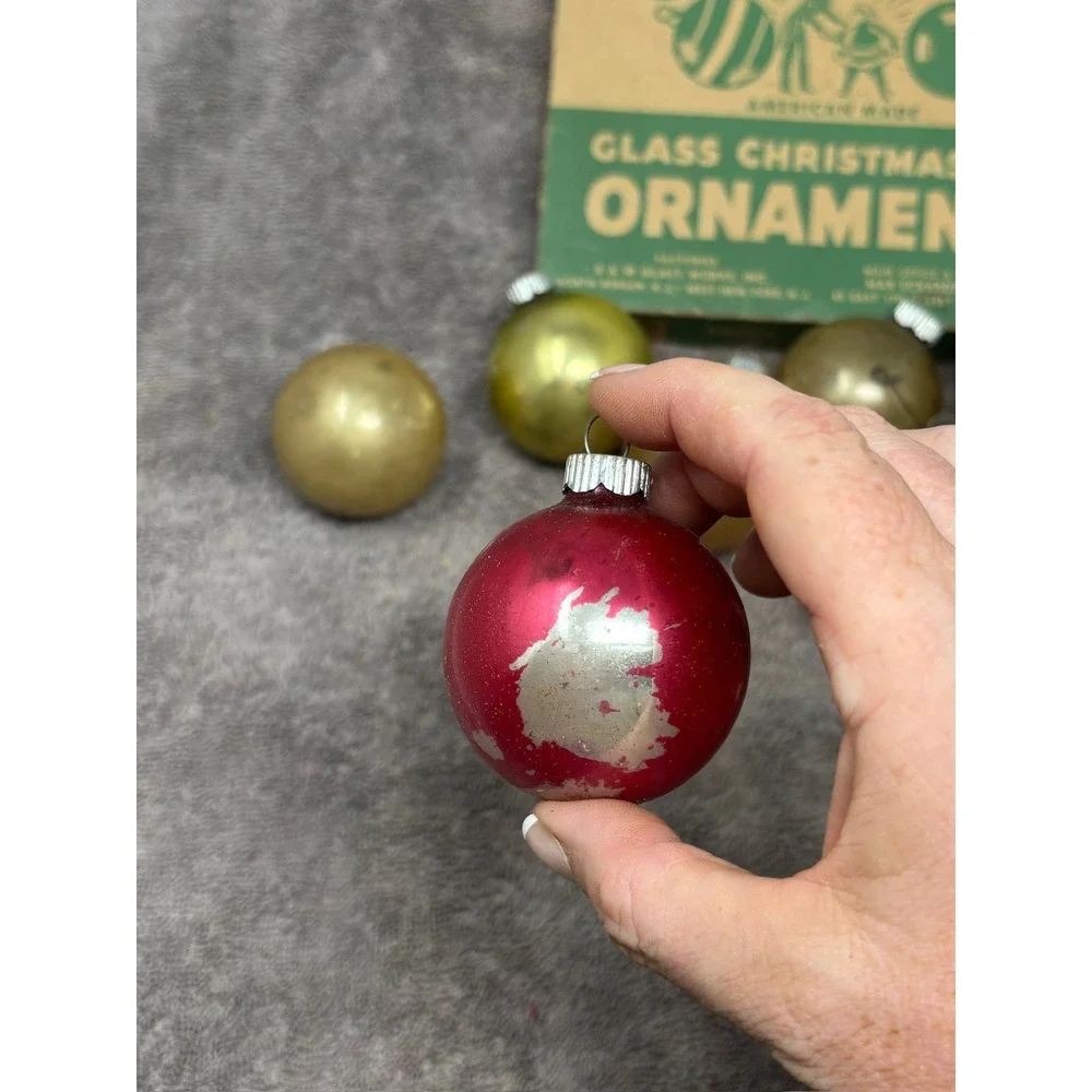 Vintage Shiny Brite Glass Christmas Ornaments 12pc MCM USA Original Box